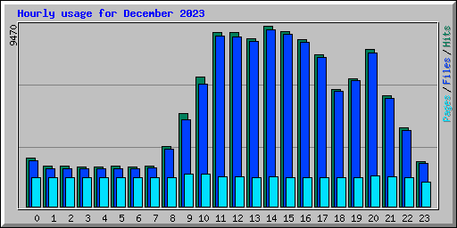 Hourly usage for December 2023