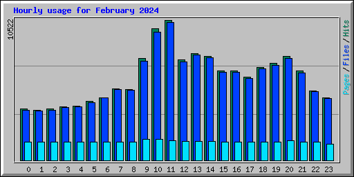 Hourly usage for February 2024